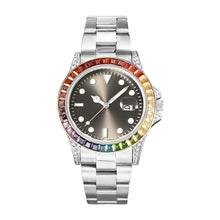 Load image into Gallery viewer, Luxury Colorful Full Diamond Watches with Calendar Quartz Watch Stainless Steel Wristwatch for Men
